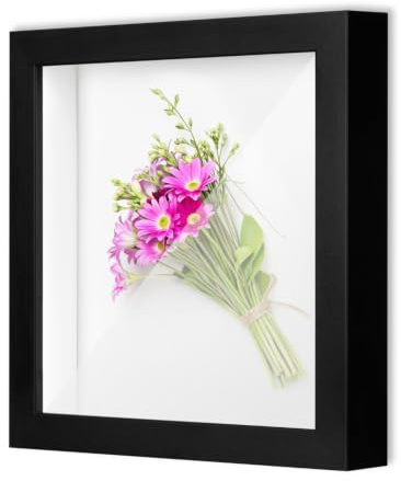CLAMARO 3D Bilderrahmen zum Befüllen, 50x60 cm, Schwarz Matt, HDF-Rückwand | Objektbilderrahmen & Tiefenrahmen mit 2 cm Innentiefe, Acrylglasscheibe, MDF-Rahmen und weißer HDF-Holzrückwand