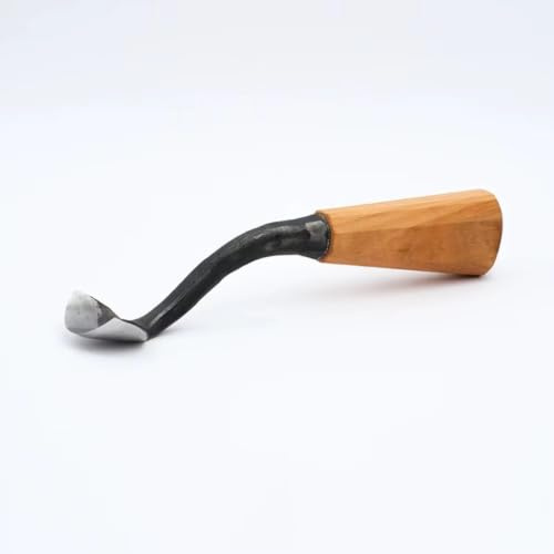 Wood Carving Gouge, Curved Gooseneck Spoon Carving Chisel, Semi-Circular Bent Scraper, with Cherry Wood Handle