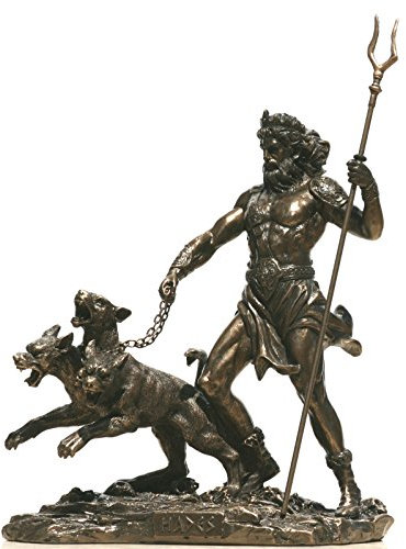 e-katastima Hades Pluto God of Underworld & Cerberus Decorative Statue Sculpture Figure Bronze Finish 7.87 / 20cm