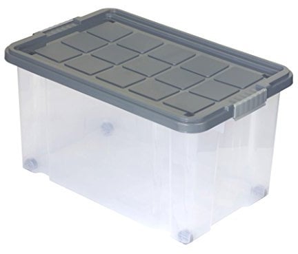 Unimet Eurobox mit Deckel und Rollen 60 X 40 X 33 cm Stahlgrau Griffe Silber