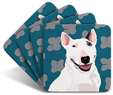 English Bull Terrier - Set of 4 Coasters - Leslie Gerry Animal Gifts