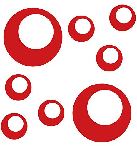 kleb-Drauf® | 8 Retro-Punkte | Rot - matt | Wandtattoo Wandaufkleber Wandsticker Aufkleber Sticker | Wohnzimmer Schlafzimmer Kinderzimmer Küche Bad | Deko Wände Glas Fenster Tür Fliese
