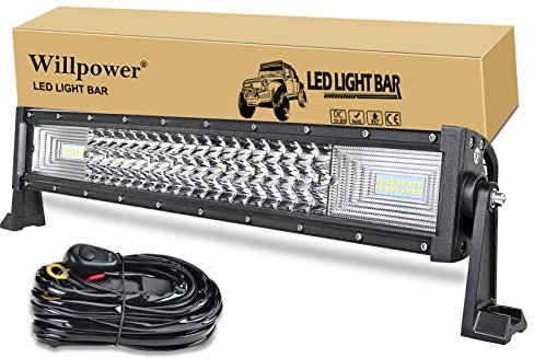 Willpower 22 Zoll LED Arbeitsscheinwerfer bar 270W LED Scheinwerfer mit Kabelbaum für Offroad Traktor ATV UTV SUV 4x4 Auto