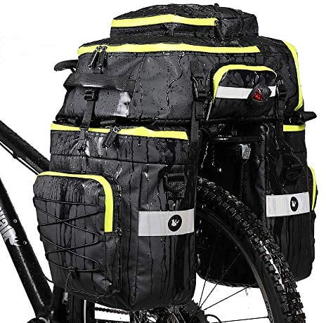 Rhinowalk Bike Pannier Bag Set for Bicycle Cargo Rack Saddle Bag Laptop Pannier Rack Bicycle Bag Professional Cycling Accessories 3 in 1-Green