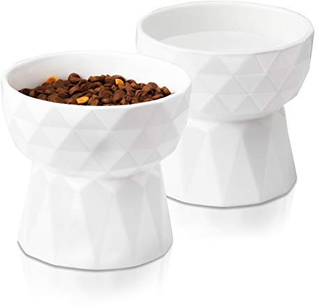 Frewinky Cat Bowls,Ceramic Cat Bowls Anti Vomiting,Raised-Cat Food and Water Bowl Set for Cats and Small Dogs,13.5 Oz