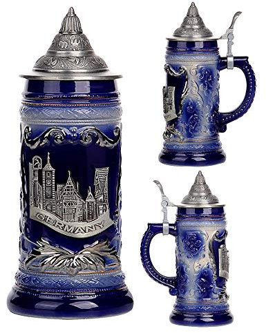 0.6 Litros Jarra de Cerveza Alemana Escudo de Alemania Deutschland German Beer Stein Mug Regalos Souvenirs Gift Box Decoración de Decoración de Bar. Regalo del padre