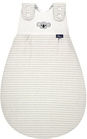 Alvi Baby Mäxchen Außensack ringlets koala gray/Ganzjahresschlafsack mitwachsend/Babyschlafsack größenverstellbar/Alvi Kinderschlafsack ohne Ärmel/für Jungen und Mädchen ab 0 Monate, 74/80