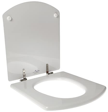 Asiento de inodoro diseñado para Roca Dama Senso de madera poliéster con cremallera inoxidable - Color: blanco - Cierre: normal
