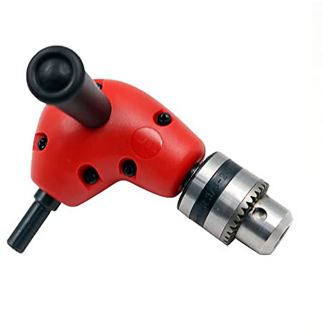 ZONADAH 1-10mm 90 Degree Round Shank Right Angle Bend Extension Solid Metal Chuck Carbon Steel Drill Adapter With 9.5mm 3/8 Shank Red & Black
