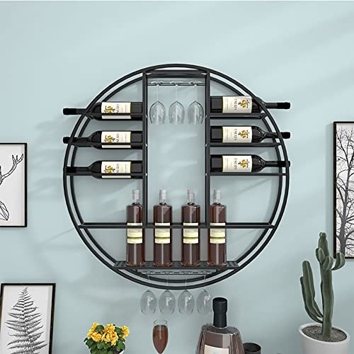 Round Wine Borse a Muro Vino Calice Gardware Holder, Metal Black Wine Holder Bar Vino Cantina Cucina Vino Storage Display Scaffali Decorazione (Size : 90x11x90cm)