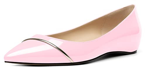 Elashe Donna Scarpe Piatti a Punta Eleganti Ballerine Basse da Matrimonio Sera Signora Rosa EU45