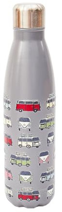 Eco Chic Bouteille thermique réutilisable | Bouteille de voyage isotherme en acier inoxydable avec couvercle anti-fuite | Utilisable pour boissons chaudes et froides (Camping-car Gris)