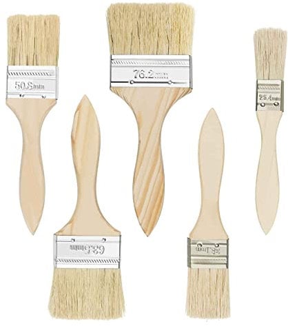 Uootach 5 Pezzi Pennelli Pittura, Pennello Lucido Pennello Con Manico In Legno, Per pittura, pittura a olio, macchia, colla, adatto per scherma, decorazione, pittura (25,4/38,1/50,8/63,5/76,2 mm)