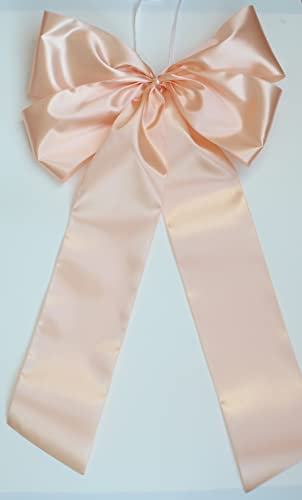 CaPiSo 30 x 50 cm Große Fertigschleife ohne Basteln Satin-Schleife Satinschleife Geburtstag Weihnachtsschleife Schulanfang Schultüte Weihnachten Hochzeit Doppelschleife (Hochzeit Apricot)
