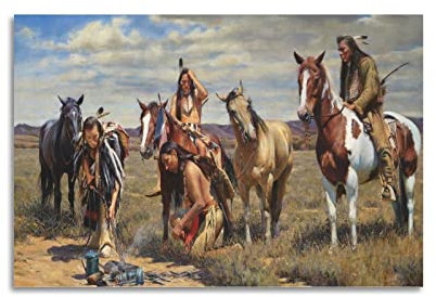 LIOONS Indianer-Kunstposter, dekoratives Gemälde, Leinwand, Wandposter und Kunstbild, modernes Familien-Schlafzimmer, Dekoration, Poster, 20 x 30 cm