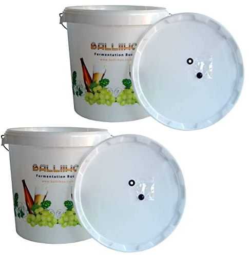 2 x BALLIIHOO 30 Litre Homebrew and Wine Making Fermentation Bucket with LCD Temperature Indicator