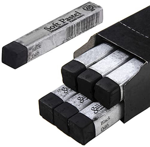 6 Stück Schwarz Weiche Pastellkreide Set Künstler Quadratische Softpastellkreide Professionelle Weichpastell Buntstifte Einfarbig Zeichnung Soft Pastels für Künstler, Kinder, Schule, Kunstunterricht