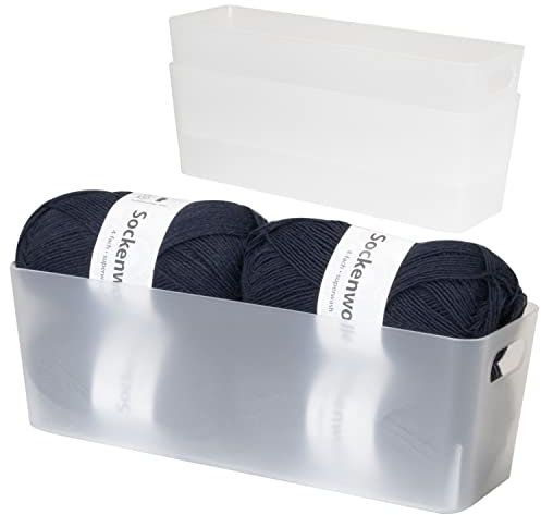 #11 3 x Ordnungsbox - 10 cm hoch - milchig-transparent - 30x10x10cm - 2 Liter - Ordnungskorb - Wandregal - Schubladenorganizer - schmaler Korb - Badezimmer