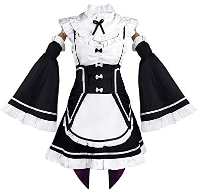 ZENAHA Rem Ram Cosplay Kostüm Magd Lolita Kleidung Anime Handschuhe Socken Set,S-Set