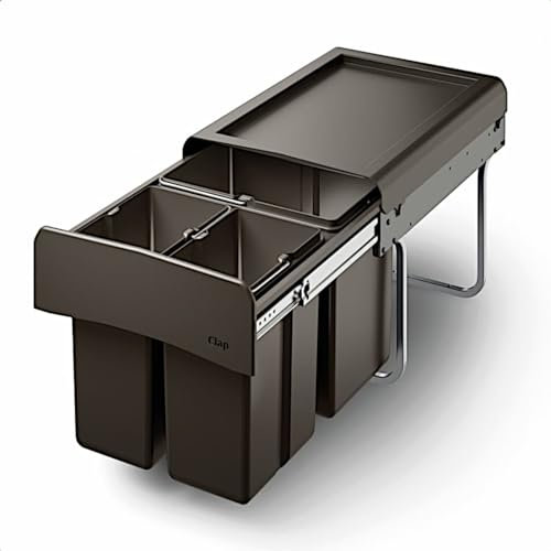 Naber CLAP 2/450-3 Abfallsorter 30 Liter (1x 15 u. 2x 7,5) in Anthrazit ab 45 cm Schrankbreite