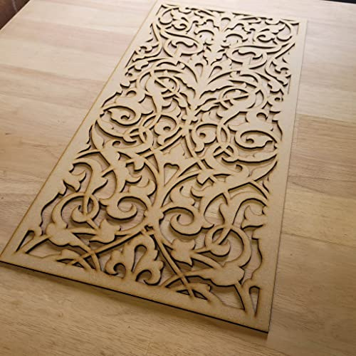 French Damask Panel Screen Radiator Cabinet wall Decorative Screening-grille- Perforated MDF panel (1200x600mm) 0062 (6mm thick MDF Primed White)