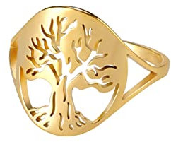 kkjoy Bague d'Arbre de Vie Ajouré en Acier Inoxydable Anneau de Promesse Celtique Cadeau Spirituel pour Homme Femme