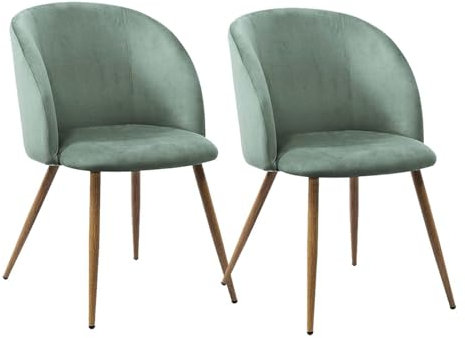 buybyroom 2er Set Esszimmerstuhl Wohnzimmerstuhl Wildledersitz Küchenstuhl mit Metallbeinefür Küche Esszimmer Wohnzimmer Schlafzimmer,Grün