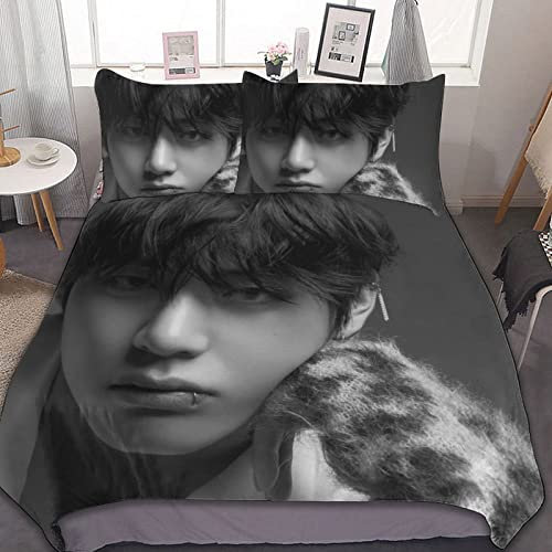 NECEHY BTS Bettwäsche-Set für Jungen, BTS bettwäsche Bangtan Boys 3D Drucken Bettbezug Und Anime Kissenbezug, Polyester, Single:55x79/140x200cm