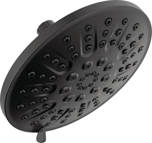 Delta Faucet 4-Setting Black, Round, High Pressure, Metal, 1.75 GPM Flow Rate Shower Head, Black 75617BL