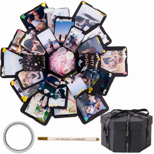 DAWOOWF Überraschungsexplosion Box,DIY Fotoalbum Geschenk Freundschaftsgeschenke, Geburtstagsgeschenke, Geschenkideen zum Jahrestag personalisierte Fotoidee, Fotobox, Explosionsbox