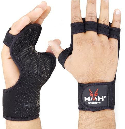 HMH Sports Gym Gloves - Weight Lifting Gloves with Adjustable Straps, Padded Palm Protection, Breathable Material, Extra Grip, Wrist Support (S)