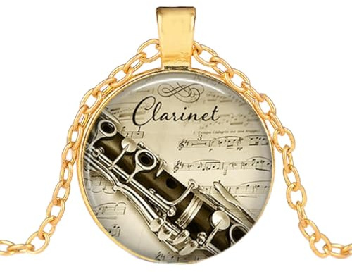 Anhänger Halskette Klarinette Und Musik Anhänger Cabochon Halskette Mode Schmuck Musik Liebhaber Klarinette Spieler Geschenk Für Frauen Mädchen Weihnachten