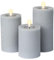 Meisterhome® 3er-Set Flammenlose LED Kerzen - Hellblau - Rustik Design Stumpenkerze - mit Fernbedienung – mit Timer - Batteriebetrieben – Warmweiß - 10/12,5/15 cm hoch - mit flackernder Flamme