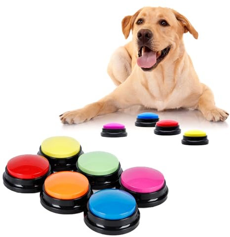 MEMOEVER 6 PCS Dog Buttons Talk Training, Recordable Training Buttons for Communication Pet Training, Train Your Dog To Press Buttons Funny Gift for Dog