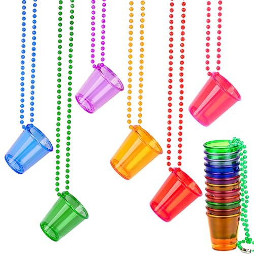COLOFALLA 12 Stücke JGA Deko Kette Team Braut Schnapsgläser JGA Becher JGA Accessoires Zum Umhängen Schnapsgläser mit Kette für JGA Party Afterparty Geburtstagsparty