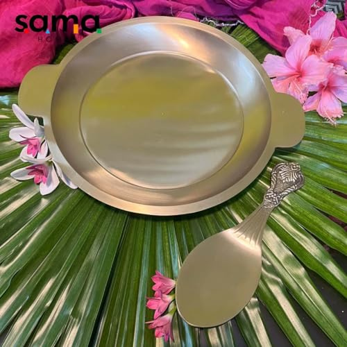Sama Homes Bronze/Kansa Rice Plate with Rice Serving Spoon
