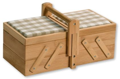 FSC Nähbox/Materialbox - Ausklappbar - Ausgestattet mit Nadelkissen - Größe: 29 x 16.5 x 17 Cm.