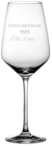 CADEAUX.COM - Verre À Vin Message Papa 51 Ans Personnalisé Lot de 4 - Message Personnalisable - Cadeau Anniversaire Papa - Cadeau 51 ans - Cadeau Homme Fete des Peres