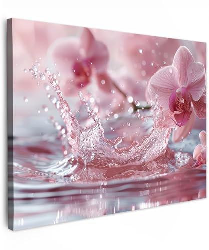 MuchoWow© Wandbilder 80x60 cm Wohnzimmer Wanddeko Schlafzimmer Zimmerdeko Wandgemälde Zimmer Deko auf Wand Dekoration Wall Art Abstrakt - Modern - Wasser - Orchidee