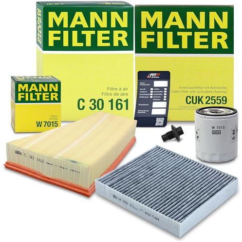 MANN-FILTER Inspektionspaket Filterset 1x Ölfilter, 1x Luftfilter, 1x Innenraumfilter (Aktivkohle), Kompatibel mit FORD GALAXY Mk2 (WA6), MONDEO Mk4 (BA7), S-MAX (WA6)