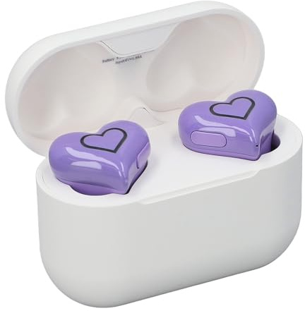 Jectse Herzförmige Kabellose Ohrhörer, Bluetooth 5.3-Ohrhörer mit Geräuschunterdrückung, Integriertes Mikrofon, HiFi-Stereo-Sound, Niedliche Mädchen-Kopfhörer mit Ladeetui, 8 Ohrstöpsel
