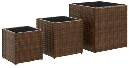 vidaXL Pflanzkübel 3 STK. Braun Poly Rattan