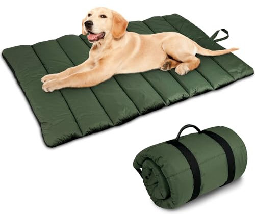 Lohofrnny wasserdichte Hundematte 110 x 68cm, Verdickung Komfort und Weiches Waschbares Reisedecke für Hunde, Faltbar Tragbare Hundekissen für Reise Camping Outdoor (Olivgrün)