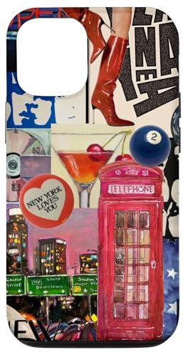 Hülle für iPhone 12/12 Pro Retro New York Cowgirl Ästhetische Vintage NY Collage