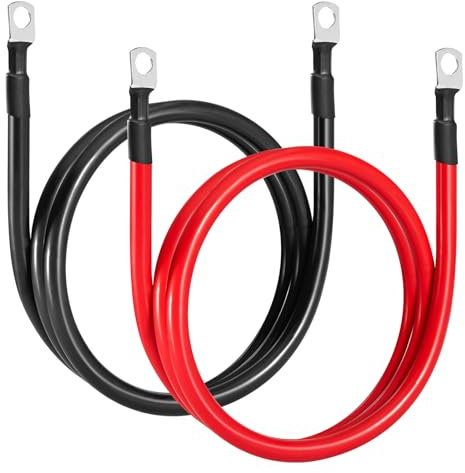 Gedlex Cable Bateria Coche 35mm2, Cables Arranque Batería 2AWG 100cm, Alambre de Cobre Libre de Oxígeno, Corriente Máxima 150A, Tensión Nominal 450V, 35mm² Cable Inversor de Batería 12V 24V