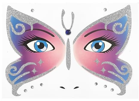 Oblique Unique Sticker Set Schmetterling für Gesicht Tiergesicht Aufkleber für Fasching Karneval Geburtstag Kinder Motto Party Halloween