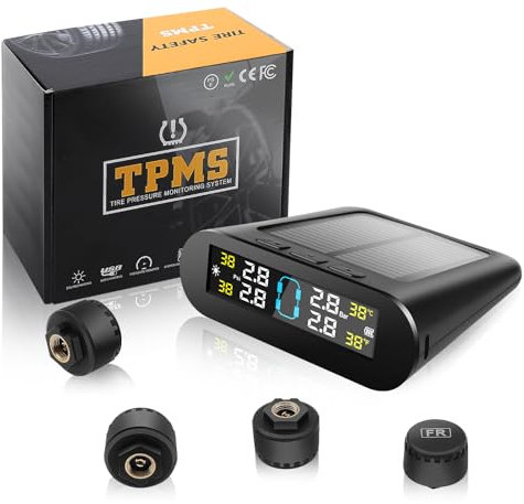Liwogi Wireless Tpms Monitoraggio Pressione Pneumatici Solare Sistema Pressione Pneumatici Monitor Pressione Gomme 0-3.5Bar/0-73Psi per Camper SUV Auto