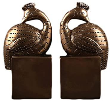 RUHEN Serre-Livres en Bronze Imitation Paon Chinois, Serre-Livres pour décoration de la Maison, Support de Serre-Livres pour Salle d'étude et Bureau