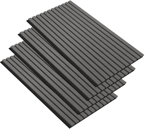 FIVMEN 4 Stück Akustikpaneele 120x60 cm Wandpaneele Holz Holzpaneele Wand Schallschutz mit Holzoptik Furnier Acoustic Panel Wandverkleidung Schallschutzplatten Lamellenwand, Schwarz