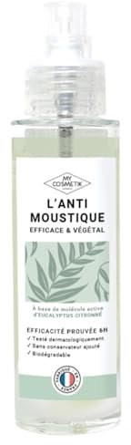 MY COSMETIK - L'Anti-Moustique efficace & d'origine végétale - Dès 6 mois - Spray répulsif | Protection prouvée jusqu’à 6 heures contre les moustiques tigres et tropicaux - Eucalyptus Citronné - 50 ml